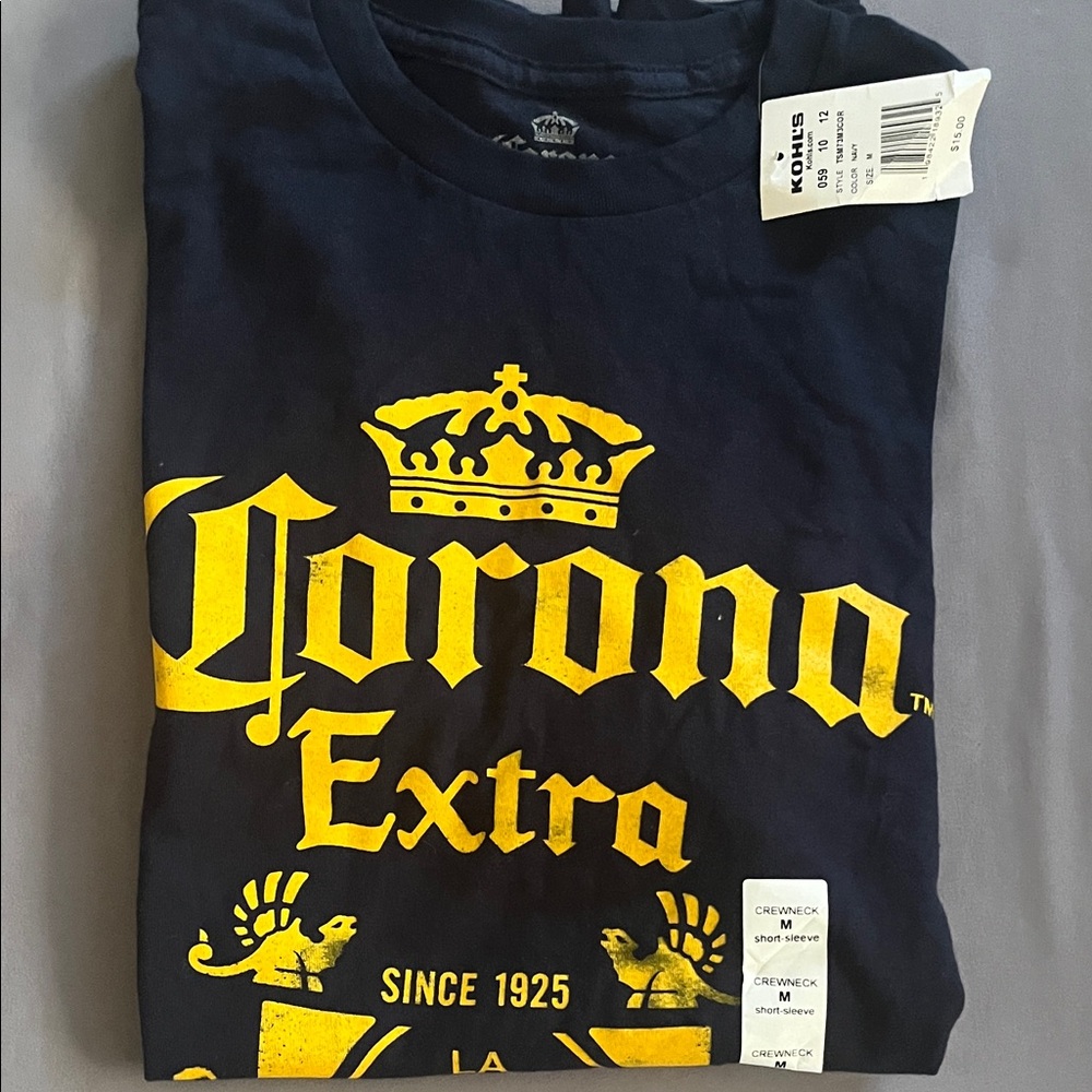 New Corona Extra Logo t-shirt men’s size Medium-Navy yellow graphic Tee